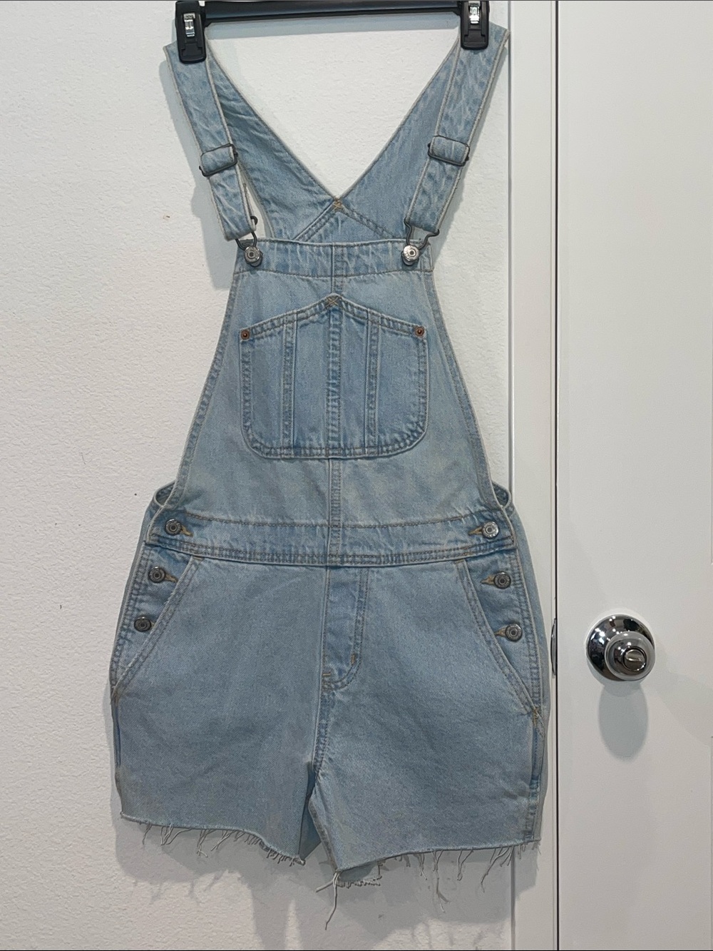 Light Wash Denim Short Overalls